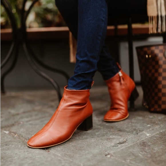 EVERLANE The Day Size 9 Brick Red/Brown Soft Leather Mid Boots Made in Italy - Picture 1 of 8
